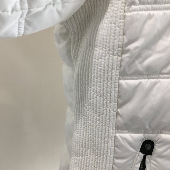 NAUTICA White Black Trim Zip Pockets Removable Fur Hood Puffer Jacket - Picture 9 of 13